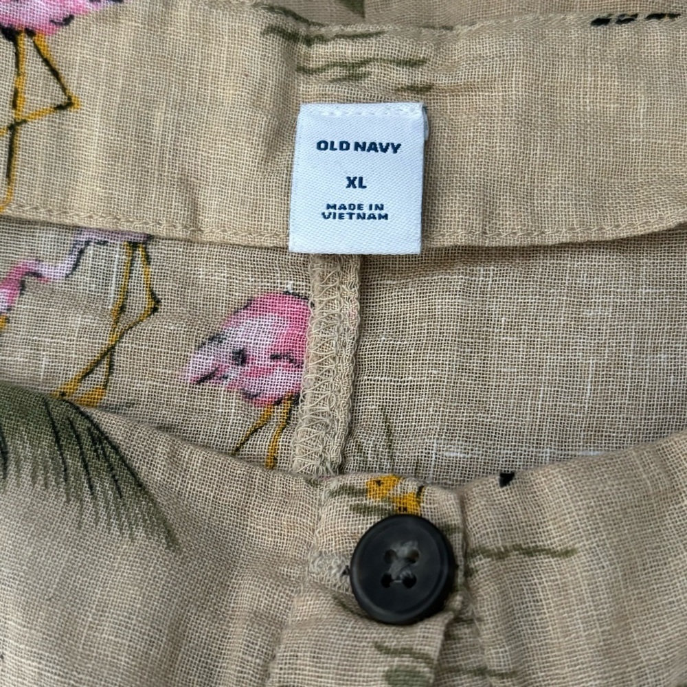 Old Navy Tan Linen Blend Safari Zoo Animal Cami Button Front Tank XL - Picture 7 of 7